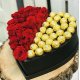 Inima cu 25 Trandafiri Rosii si Ferrero Rocher